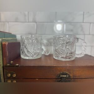 McDonalds BATMAN FOREVER Two Face The Riddler DC COMICS 1995 Clear Glass Mugs